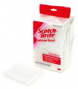 Scotch-Brite No. 9030 Light Scrubbing Pad แผ่นใยขัดสีขาว (แผ่นหนา)
